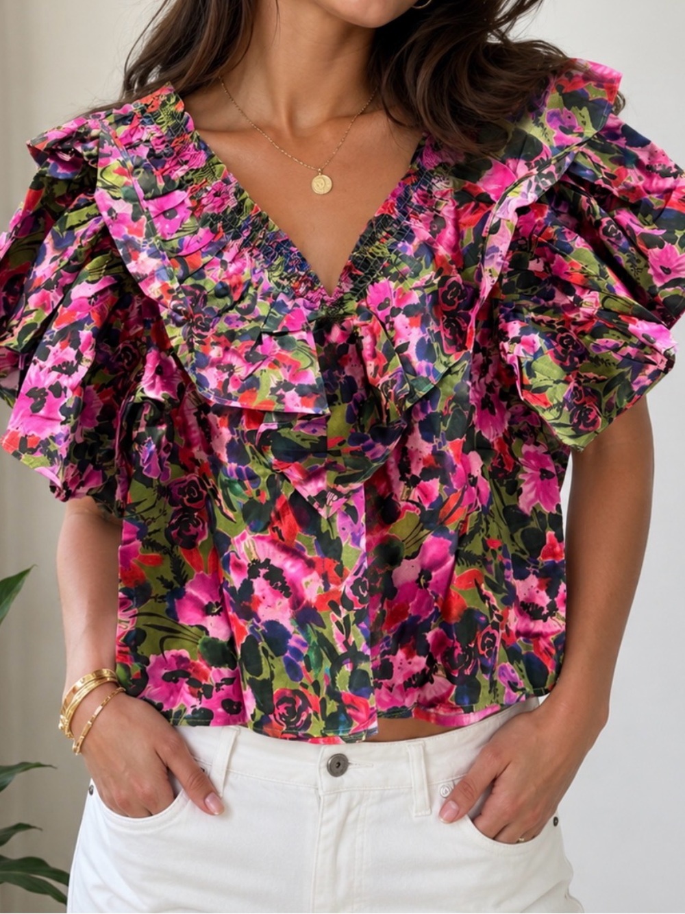 Something Navy FELIX Ruffle Top - Picture 1 of 3